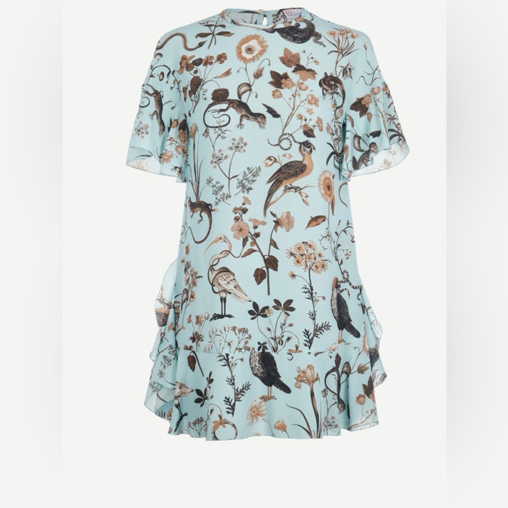 Valentino SPA 100% Silk Light Blue Animal print Dress